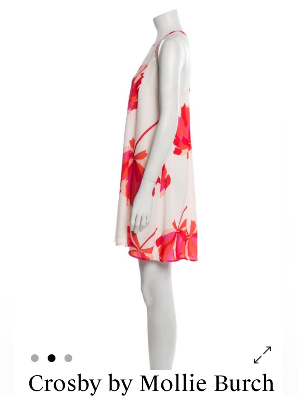 CROSBY by Mollie Burch Cream Halter Mini Dress with Pink and Red Floral Print - Picture 4 of 5